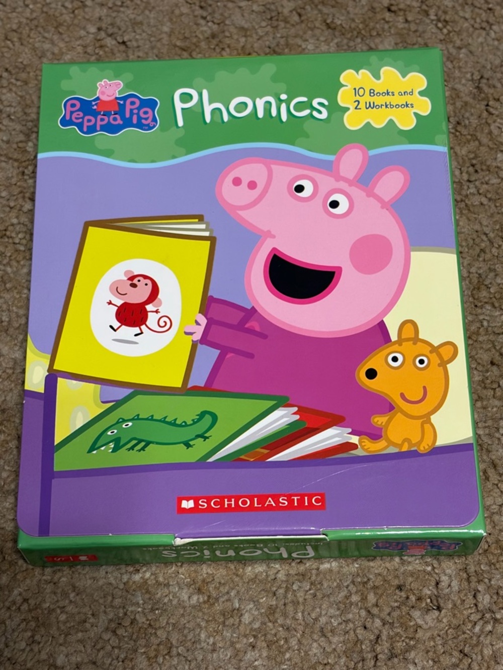 Never Used-Peppa Pig Phonics Book Set - Green, Purple, Pink, Yellow